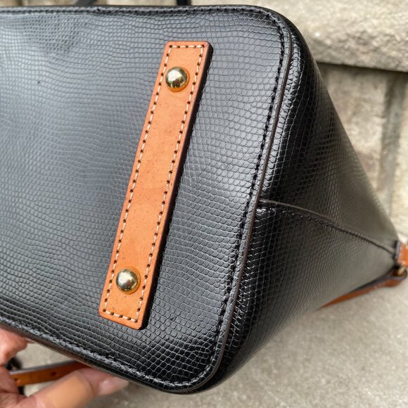 DOONEY & BOURKE SIENA SERENA DRAWSTRING BUCKET SHOULDER BAG Black Leather Tassel - Picture 11 of 16